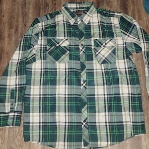 Black Lacquer 4x Green Plaid long Sleeved shirt
